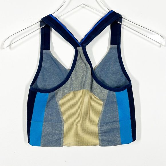 LNDR Trigger Mustard Sports Bra Color Block Blue Razorback Size Medium/Large - Picture 7 of 11
